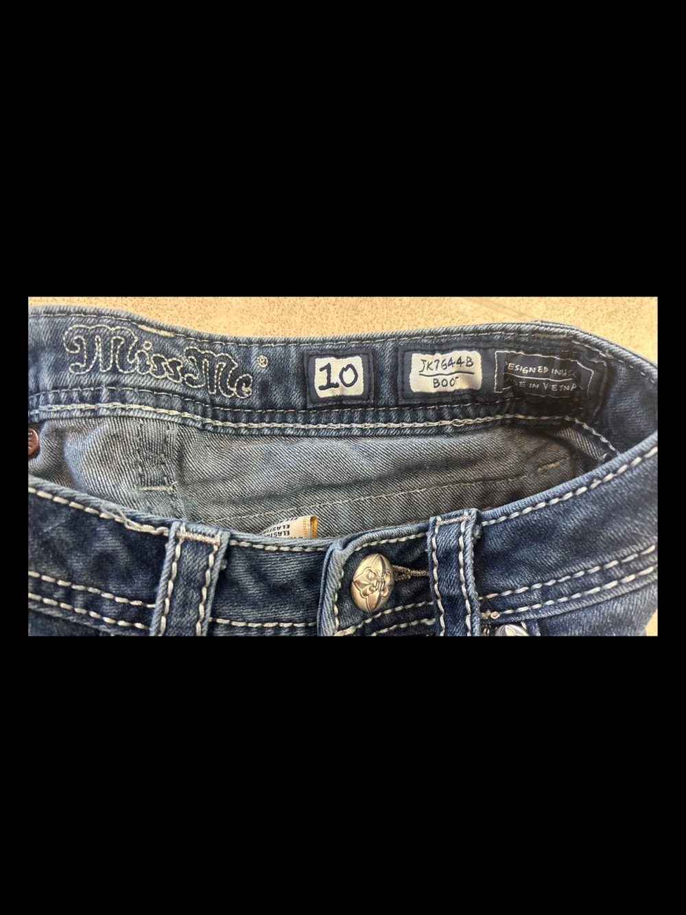 Miss Me Girls Snowflake Bootcut Jeans Thick Stitch JK7644B Rhinestone Size 10 - Picture 5 of 6